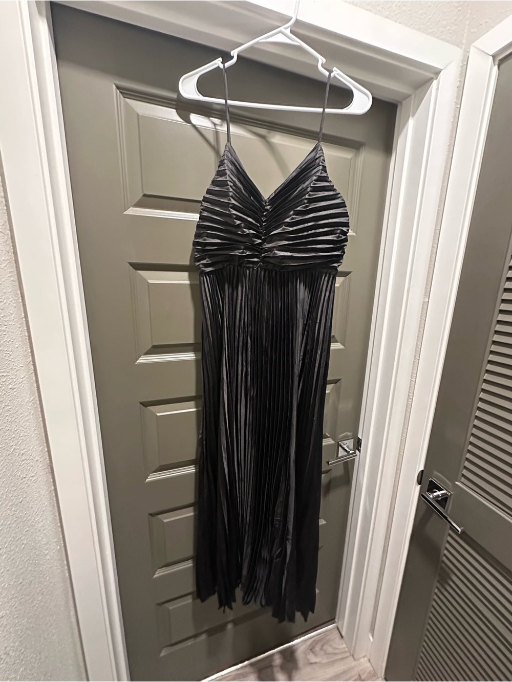 Petal & Pup Black Pleated Maxi Dress with Spaghetti Straps